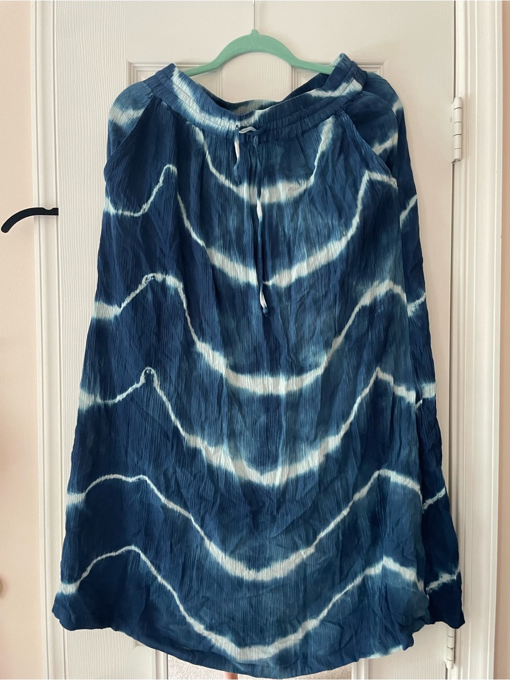 Garnet Hill Blue Tie-Dye Maxi Skirt